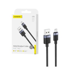 Cabo Foneng X115 Metal Braided Micro 2,1A 1M Preto